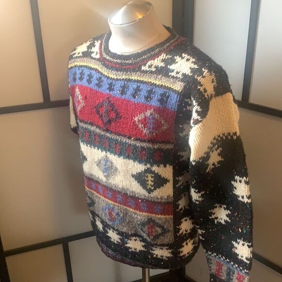Vintage Woolrich Sweater Women's Large Wool Fair Isle Crewneck Pullover Grandma - Picture 6 of 9